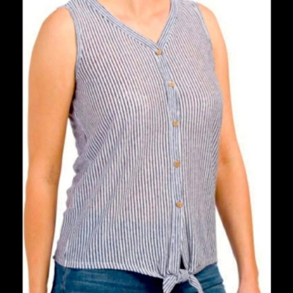 Rachel Zoe button down linen top, tie front - Picture 1 of 17
